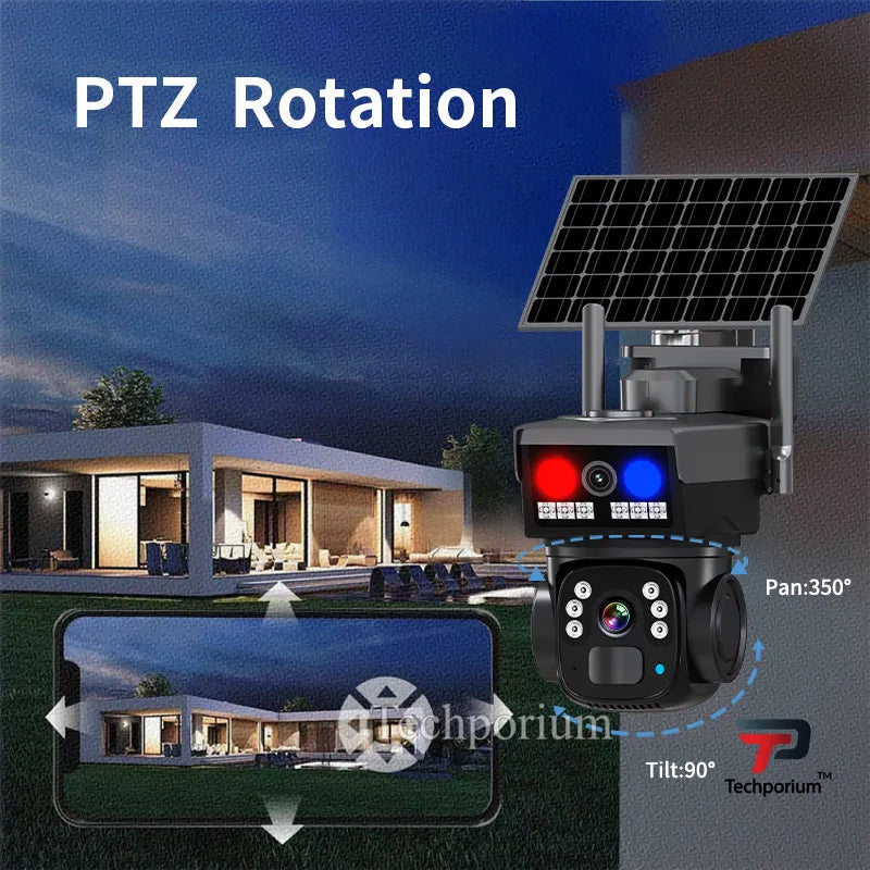 MP 2 Lens Solar 4G Sim Outdoor IP CCTV Camera Ultra 4K HD Security Cam 360°