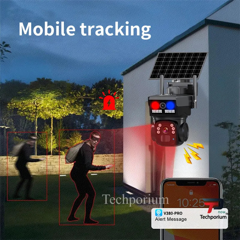 MP 2 Lens Solar 4G Sim Outdoor IP CCTV Camera Ultra 4K HD Security Cam 360°