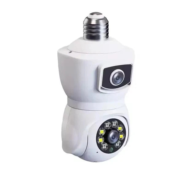 E27 Bulb WiFi Camera PTZ Dual-lens Anti-theft Motion Detection IR Night Vision Rotate iP cam