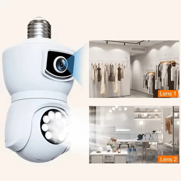 E27 Bulb WiFi Camera PTZ Dual-lens Anti-theft Motion Detection IR Night Vision Rotate iP cam