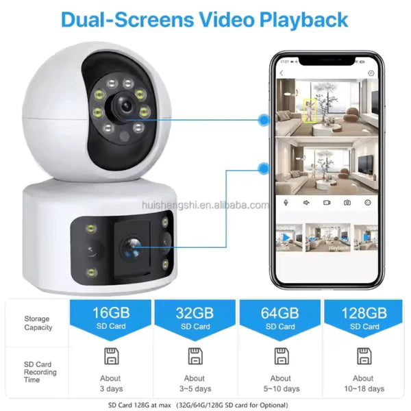 Dual Lens Security Camera V380 Pro Smart Home 4MP Auto Tracking Wireless WIFI IP Camera